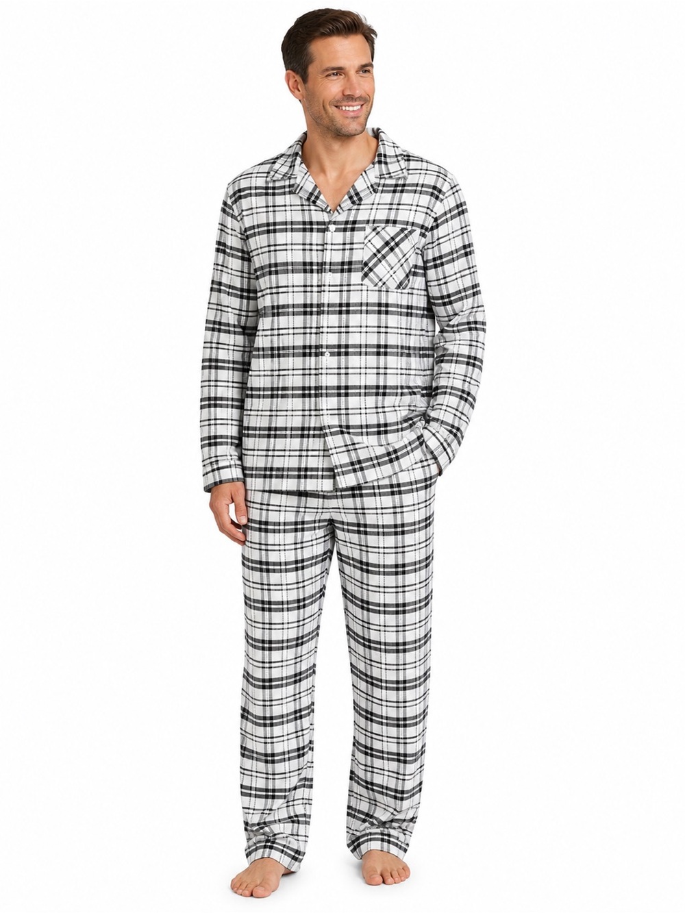 NWT Men's Black & White Plaid Pajama Set